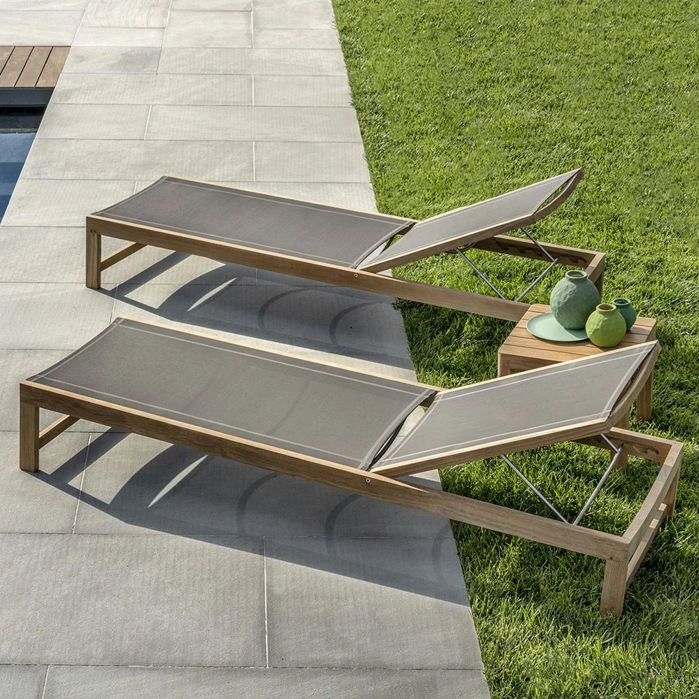 Sand Sonnenliege Teakholz / Dove Grey Ethitex 4 Sand Sonnenliege Teakholz / Dove Grey Ethitex – Bild 2