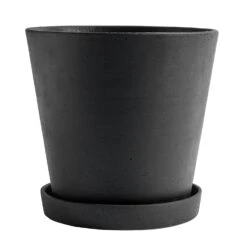 Hay Flowerpot Topf Mit Unterteller Schwarz, Ø26 Cm XXL